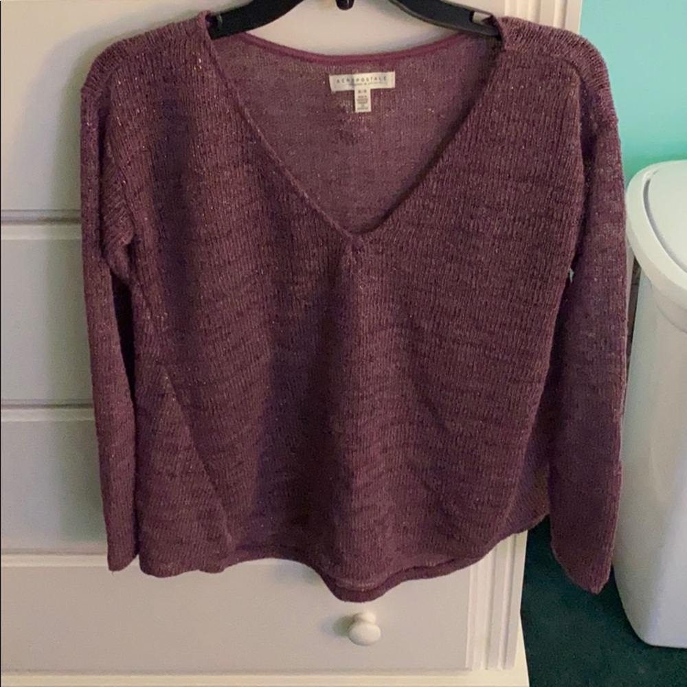Aeropostale shimmery purple long sleeve/sweater